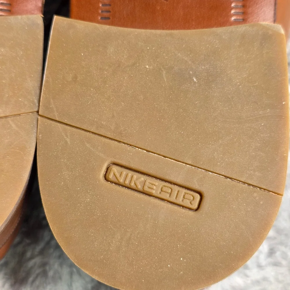 RARE VTG Cole Haan Derby Plain Toe Shoes British Tan Leather NikeAir Men 9.5 NEW
